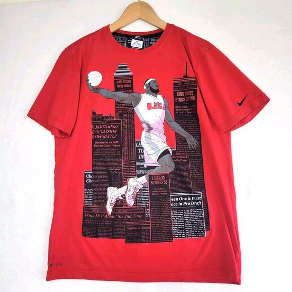 NIKE Dri-Fit LEBRON JAMES King James City Slam Dunk Graphic T-Shirt Men's Sz Med - Picture 1 of 10